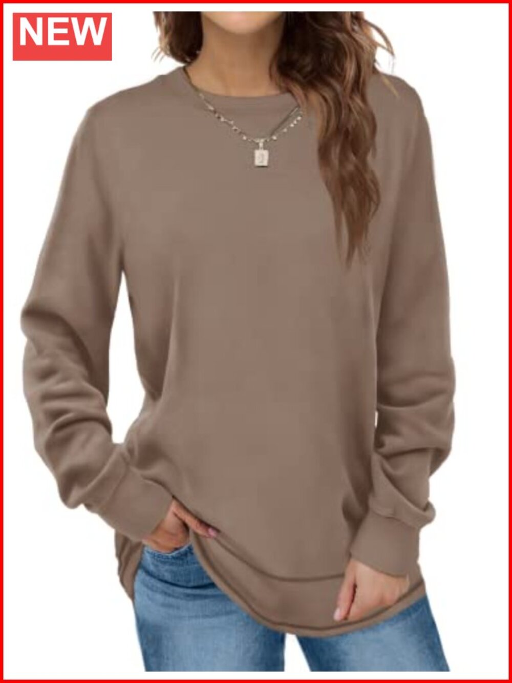 Women's Long Sleeve Tunic Sweatshirt Crewneck Casual
